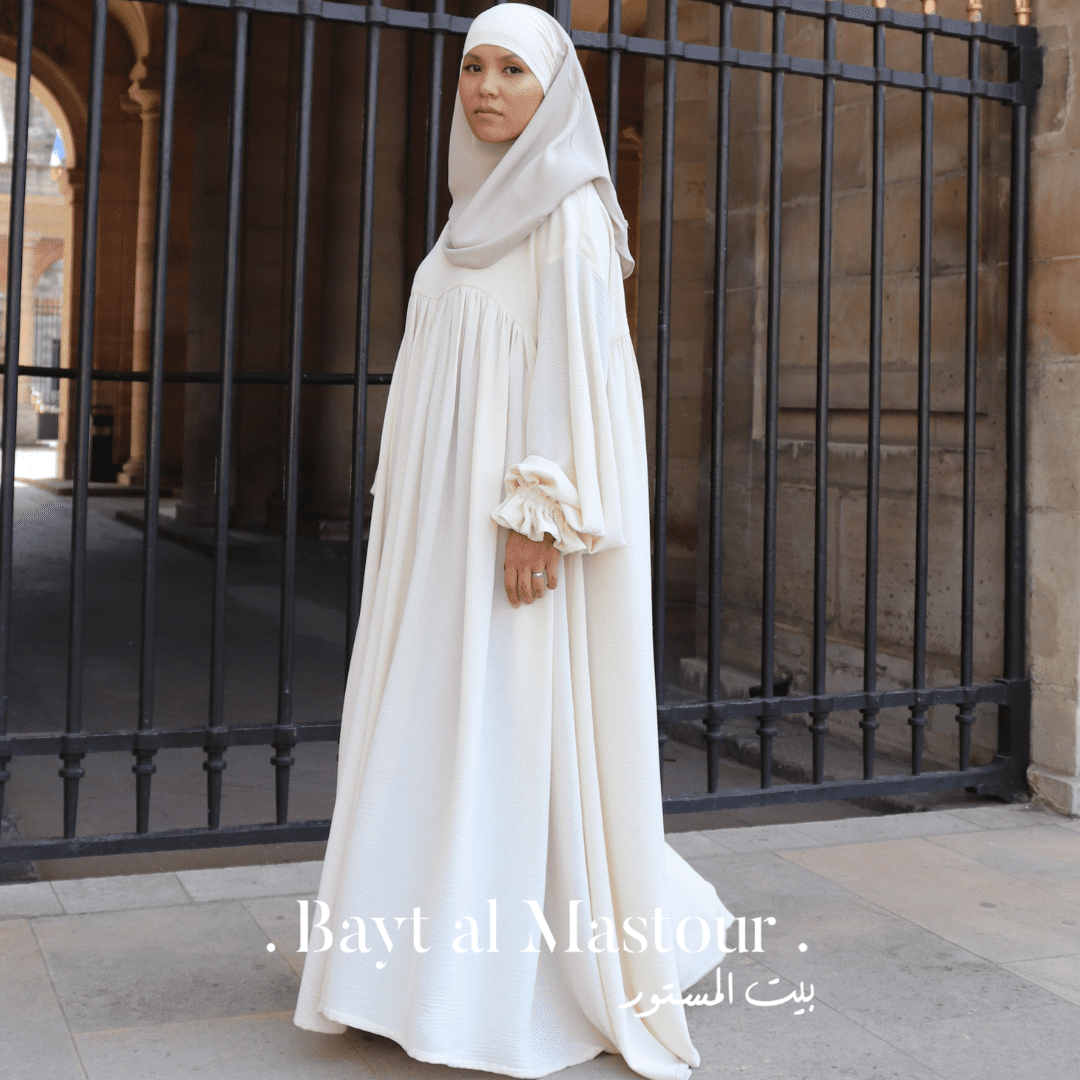 abaya éco-responsable blanche
